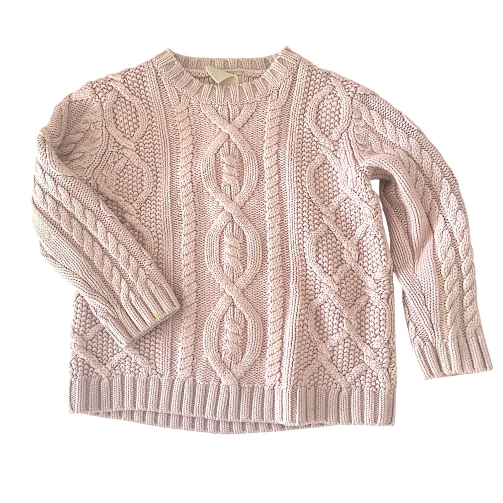 L.L. Bean Kids Cable Knit‎ Sweater Pink Pullover Long Sleeve Cozy Fall Winter